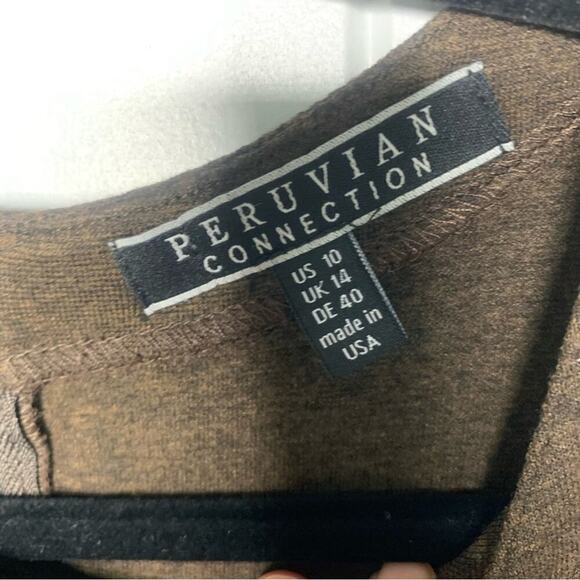 Peruvian Connection brown knit sheath dress size 10 has pocket‎ earth minimalist - Picture 4 of 5